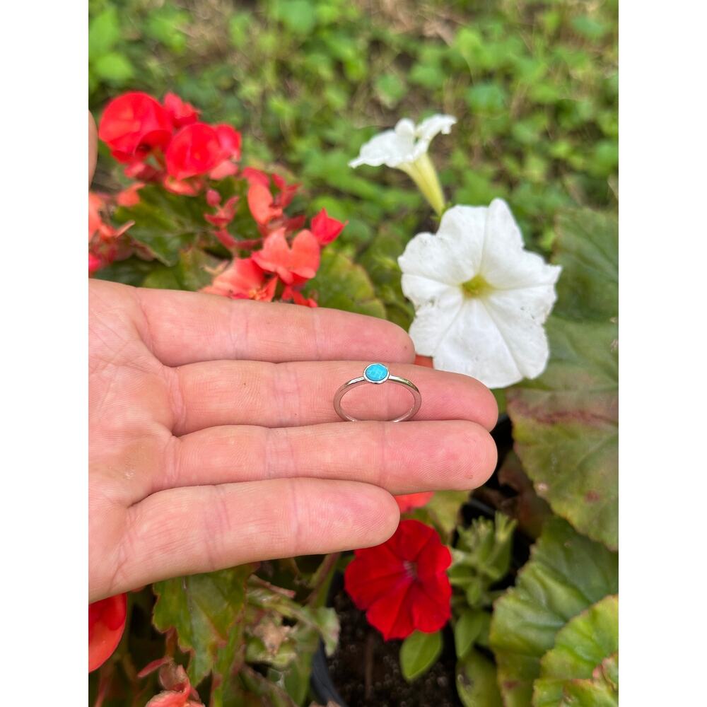 Sterling Silver Rounded Turquoise Bead Ring - Picture 3 of 7